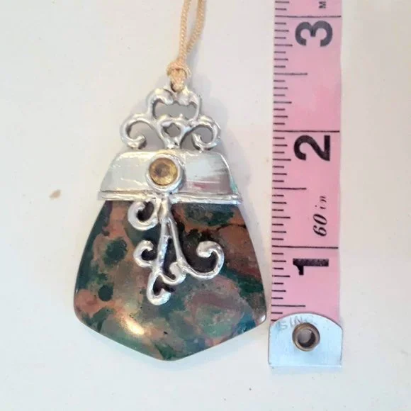 Sterling Silver Jasper & Citrine Pendant - Picture 3 of 3